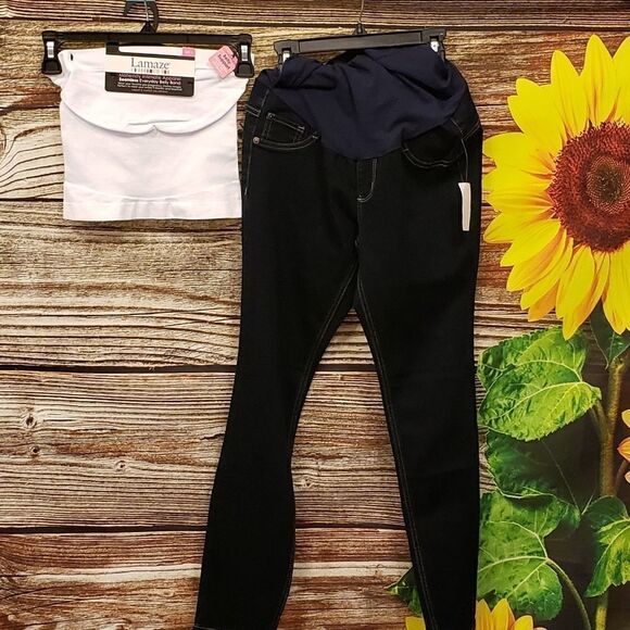 Indio blue Maternity pants/ lamaze belly support - Picture 1 of 6